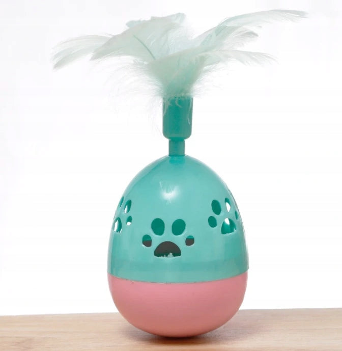 Cat toy INTERACTIVE BUBBLE RISE egg with feather and bell Brand Nobleza