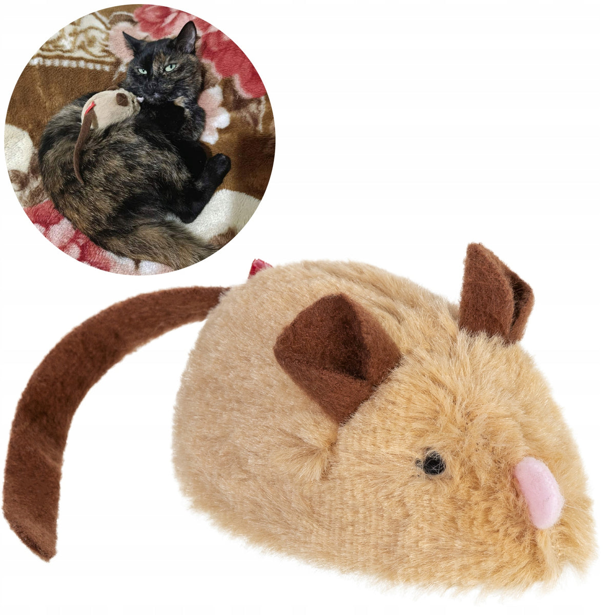 Cat toy interactive mouse with sound chip artificial fur 9cm