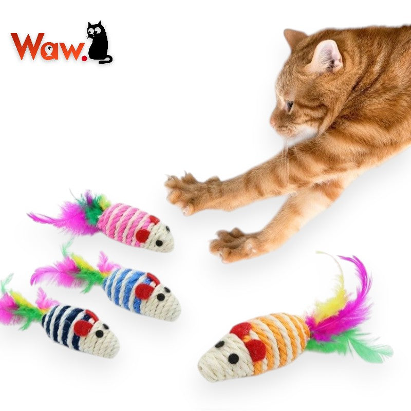 Cat toy sisal mouse 1 pc – interactive teethers for hunting