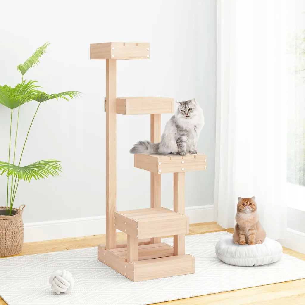 Cat tree, 45,5x49x103 cm, solid pine wood Number of levels over 5