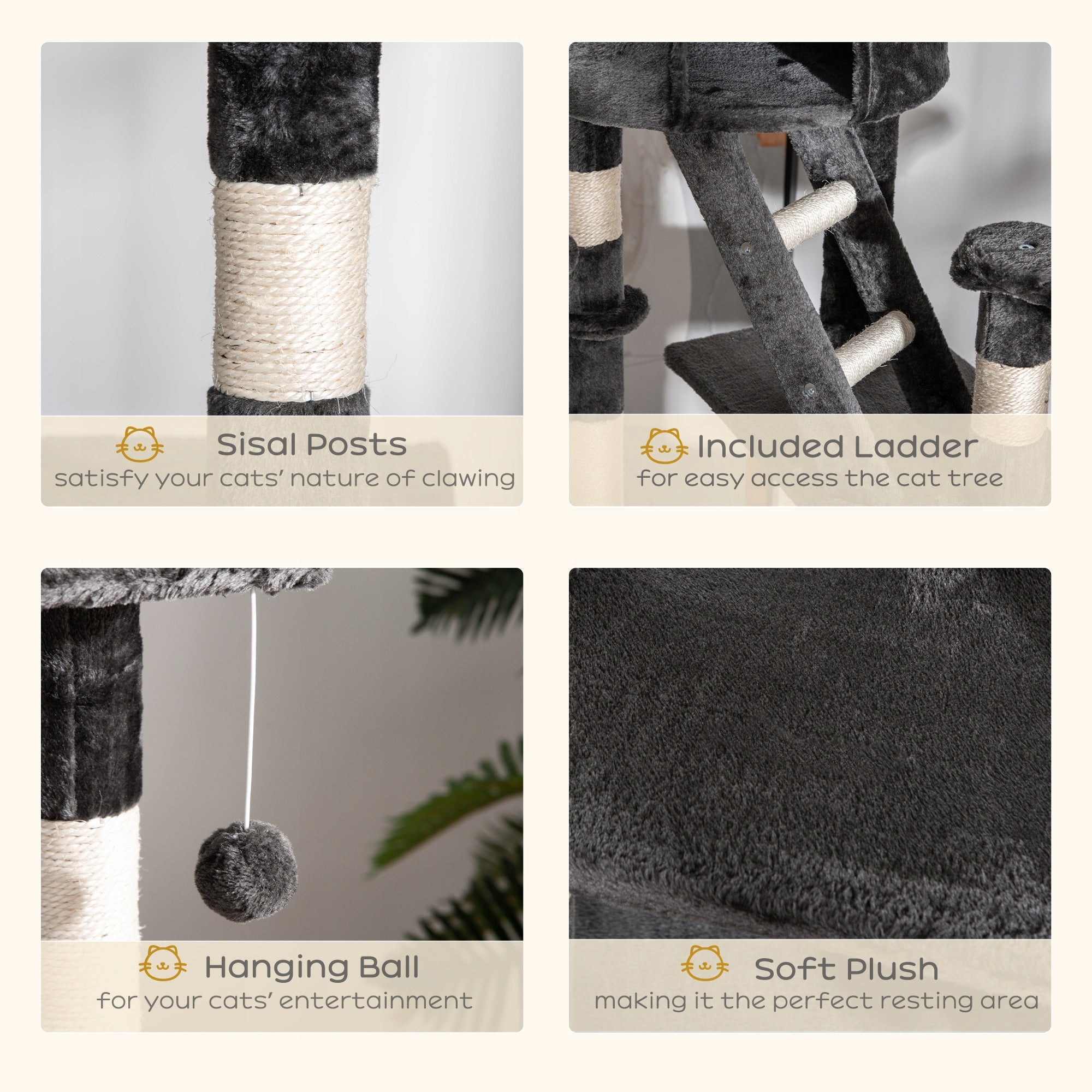 Cat tree PawHut, climbing tree, adjustable ceiling height Manufacturer code D30-093GY