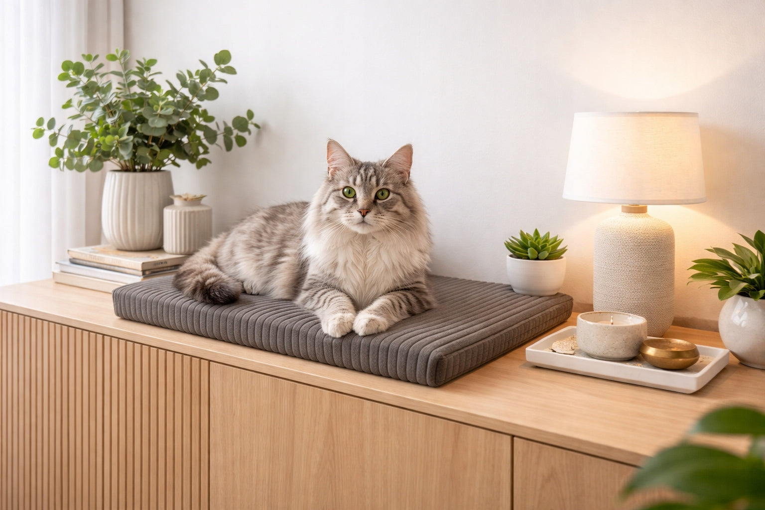 Cat window sill bed 60x20 cm thickness 4 cm grey non-slip Manufacturer code LPK-60204-SZ