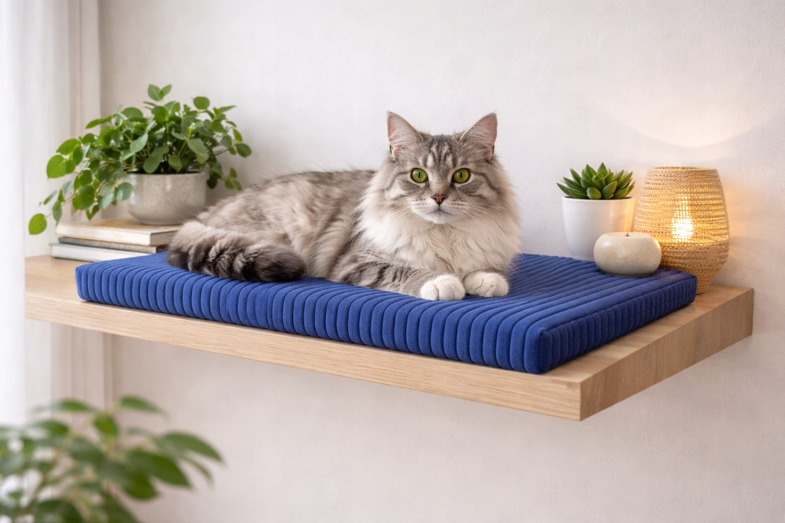 Cat window sill cushion 60x25 cm thickness 4 cm blue comfortable Brand no brand