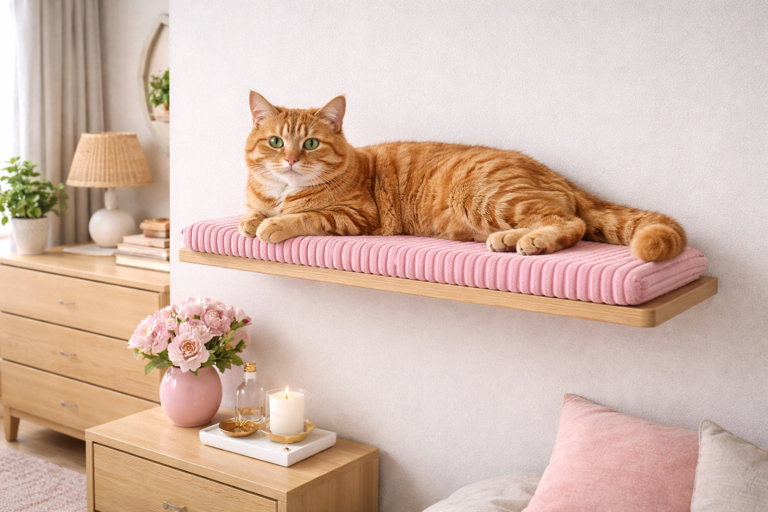 Cat window sill pillow 60x20 cm thick 4 cm pink cozy and warm Manufacturer code LDK-60254