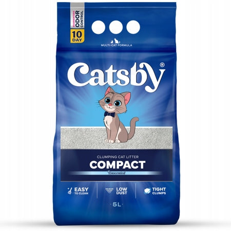 Catsby Compact unscented 5l bentonite litter clumping cat litter box