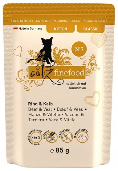 Catz Finefood Classic N.07 Wet Food for Kittens Beef and Veal 85g