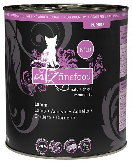 Catz Finefood Purrrr N.111 Lamb can 800g. Grain free, monoprotein.