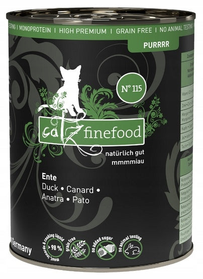 Catz Finefood Purrrr N.115 Duck can 400g. Grain-free, for allergy.