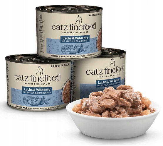Catz Finefood Ragout in Sauce Salmon and Wild Duck (N.605) can 190g Brand Catz Finefood