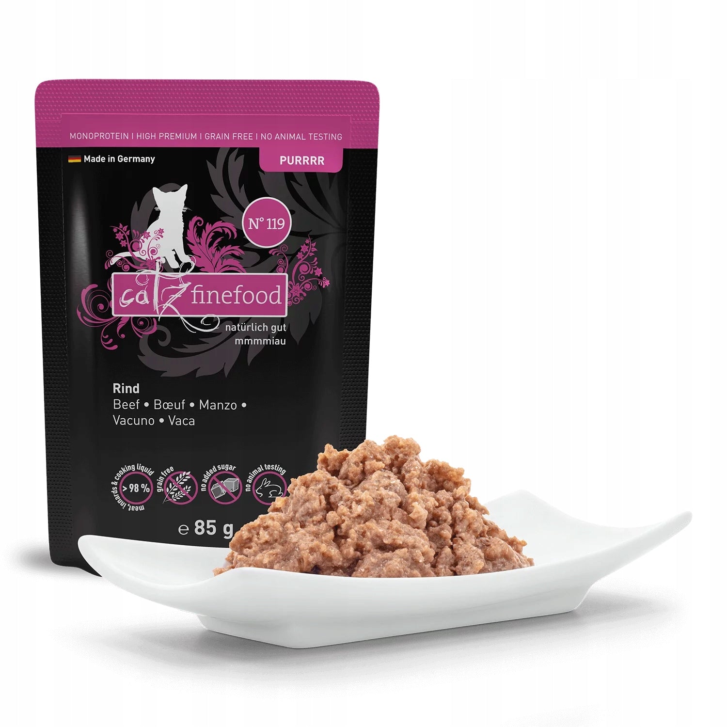 Catz finefood Purrrr N°119 beef 85g Wet cat food Hypoallergenic