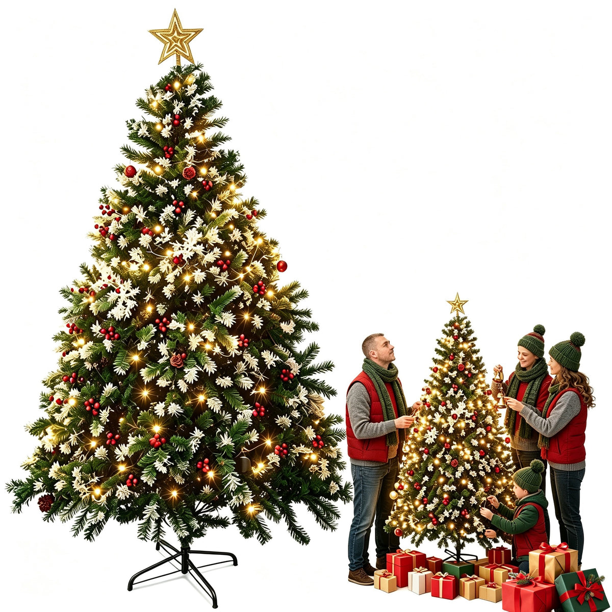 Caucasian Spruce 210 cm, artificial Christmas tree, 1000 tips, with lighting