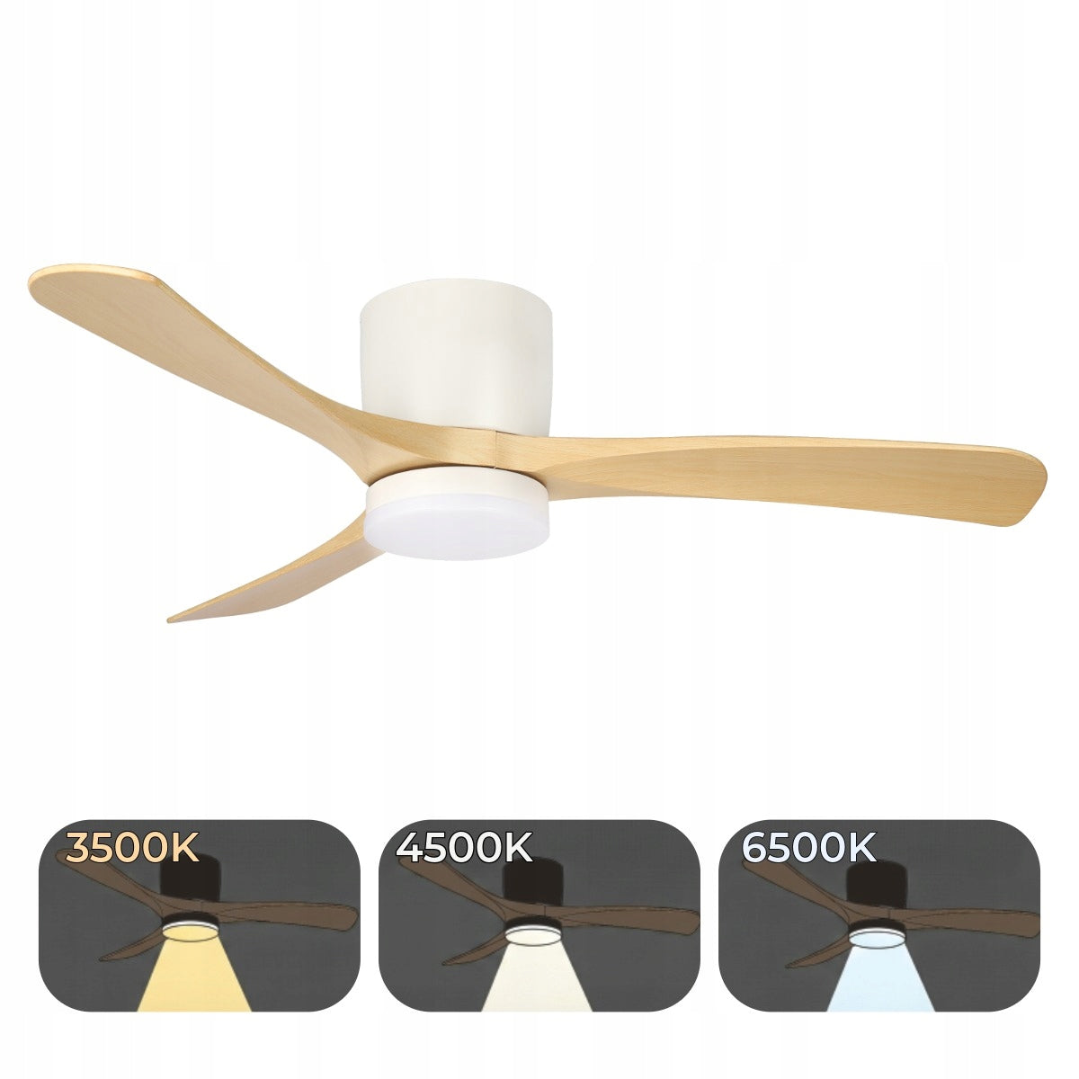 Ceiling Fan 122cm Imitation Wood DC Motor 6 Gears Remote Control