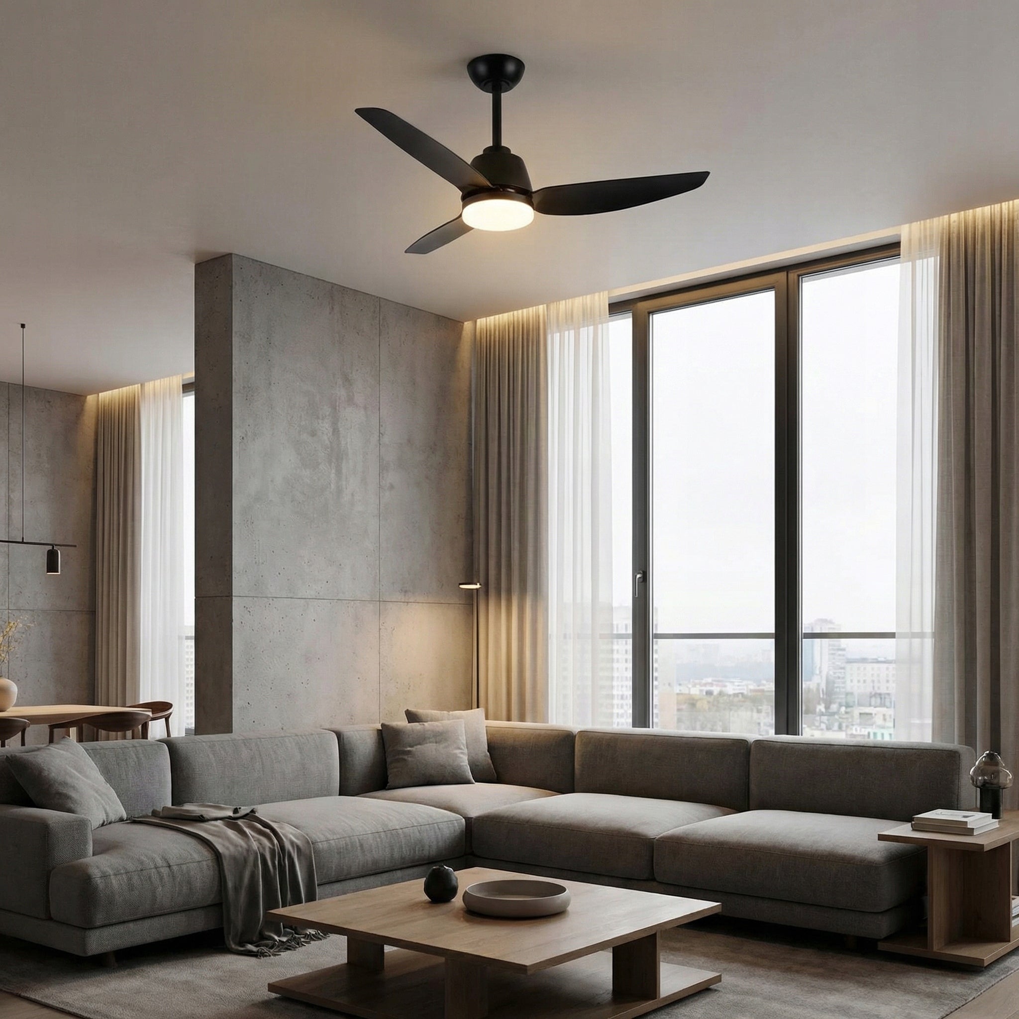 Ceiling Fan HELIOS DC Black - 106cm | Silent Windmill For Bedroom Model T42