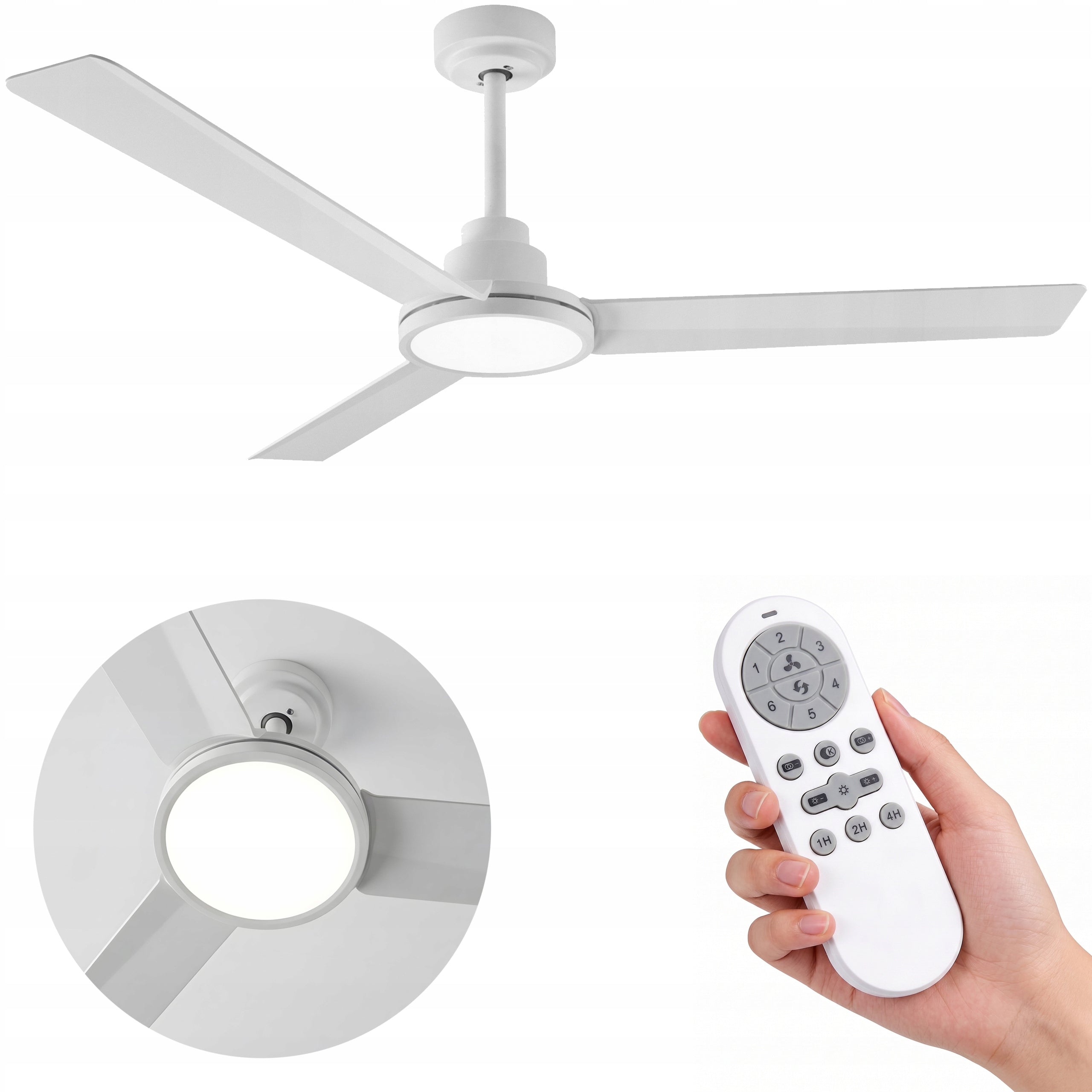 Ceiling Fan LUNARIS DC LED White - 132cm | Dimming Lamp