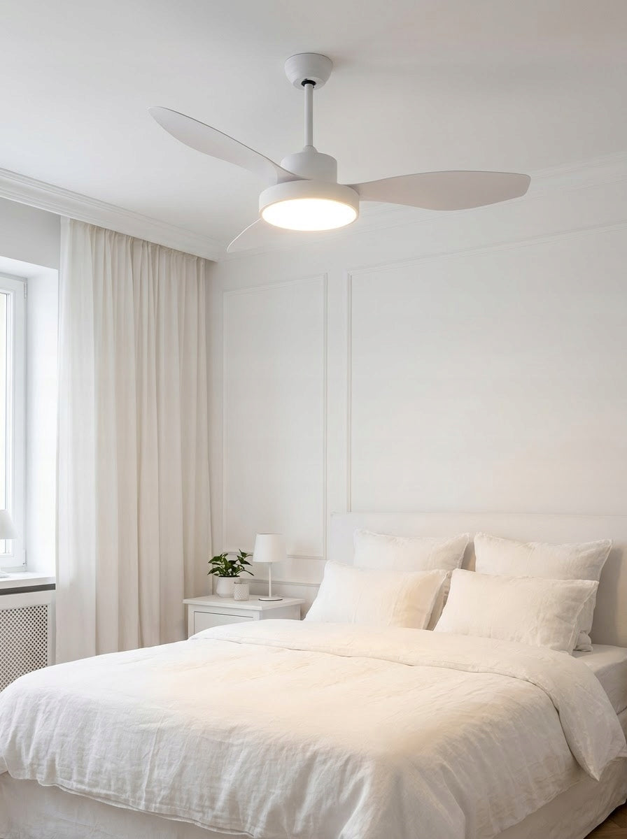 Ceiling Fan SOLENTO LED DC White - 106cm | Silent Fan, LED Lamp Model T40