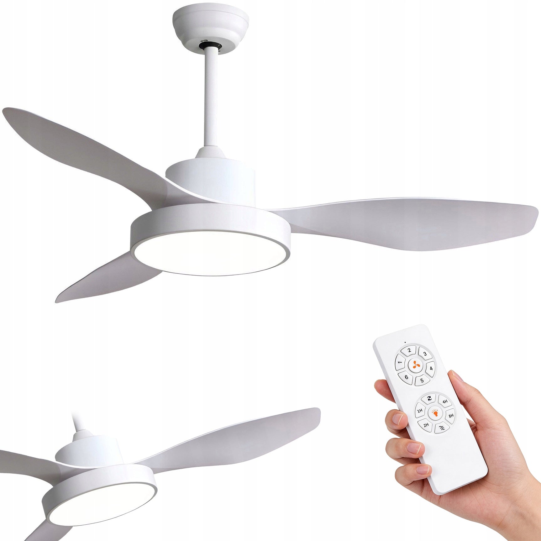 Ceiling Fan SOLENTO LED DC White - 106cm | Silent Fan, LED Lamp