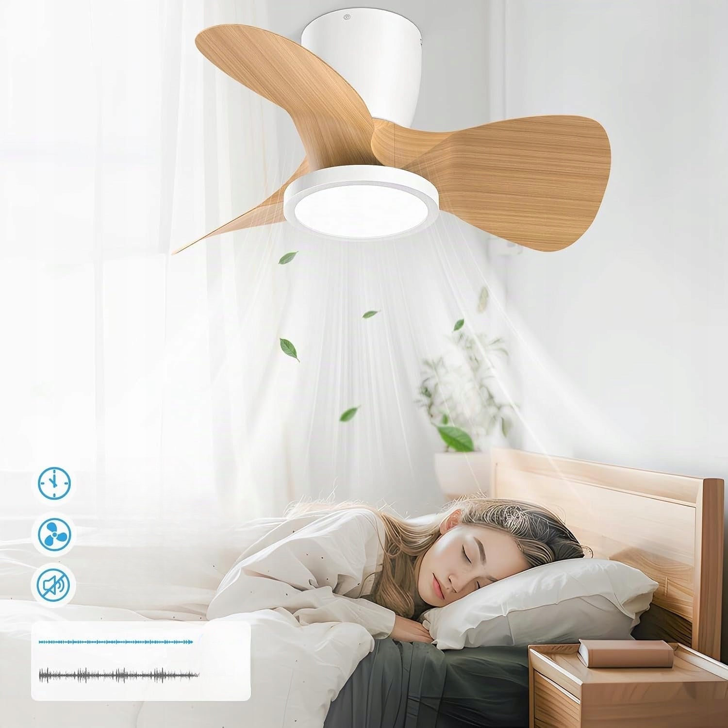 Ceiling Fan With LED Lighting Windmill 1500lm Remote Control 6speeds Dominant color beige/brown
