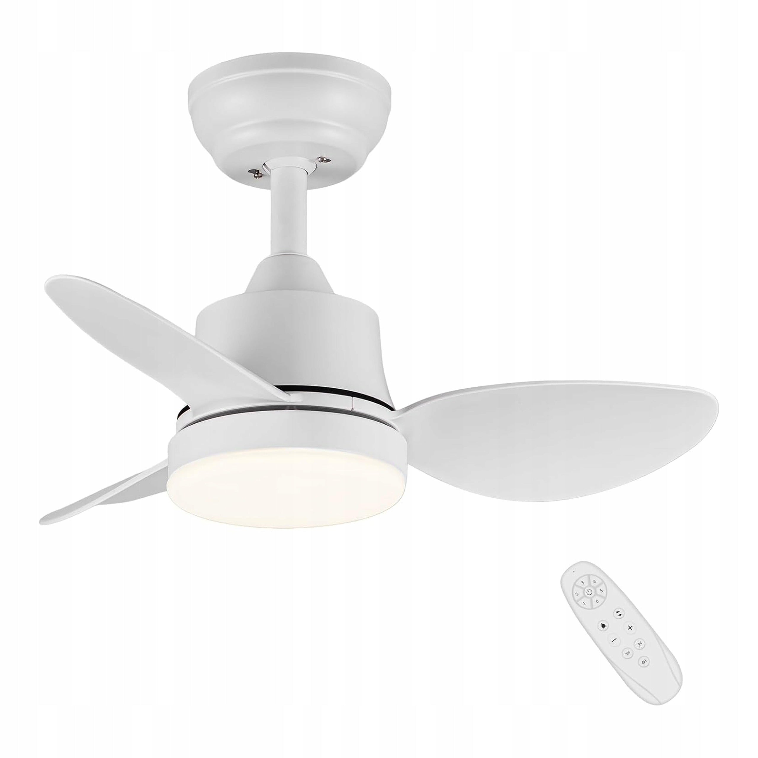 Ceiling Lamp With LED Fan 61 Cm White Quiet With Remote Control For Bedroom