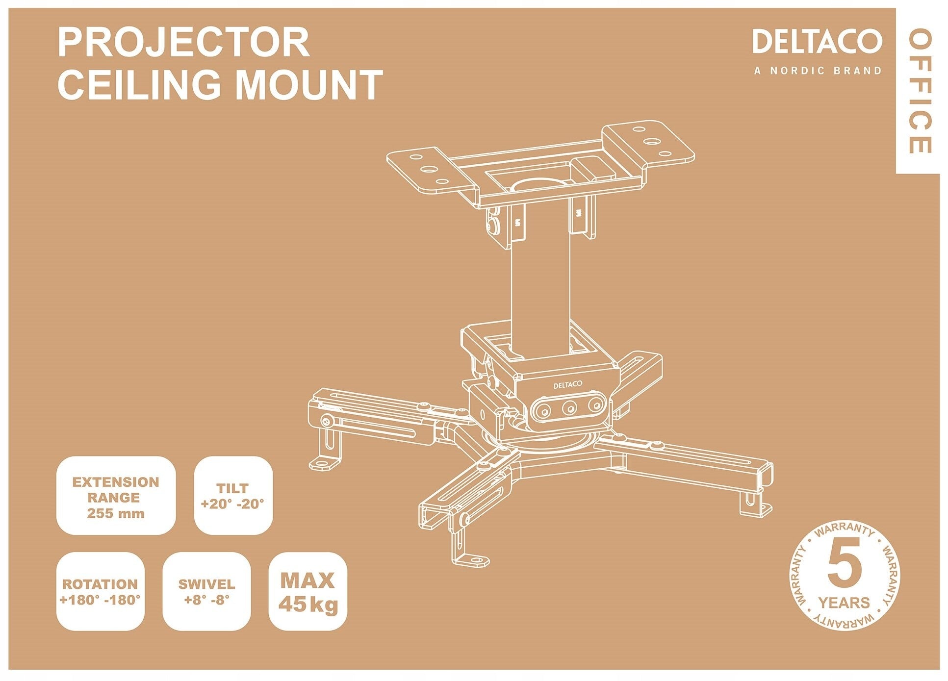 Ceiling Mount DELTACO ARM-0410 Maximum Load 45 kg Black Model ARM-0410