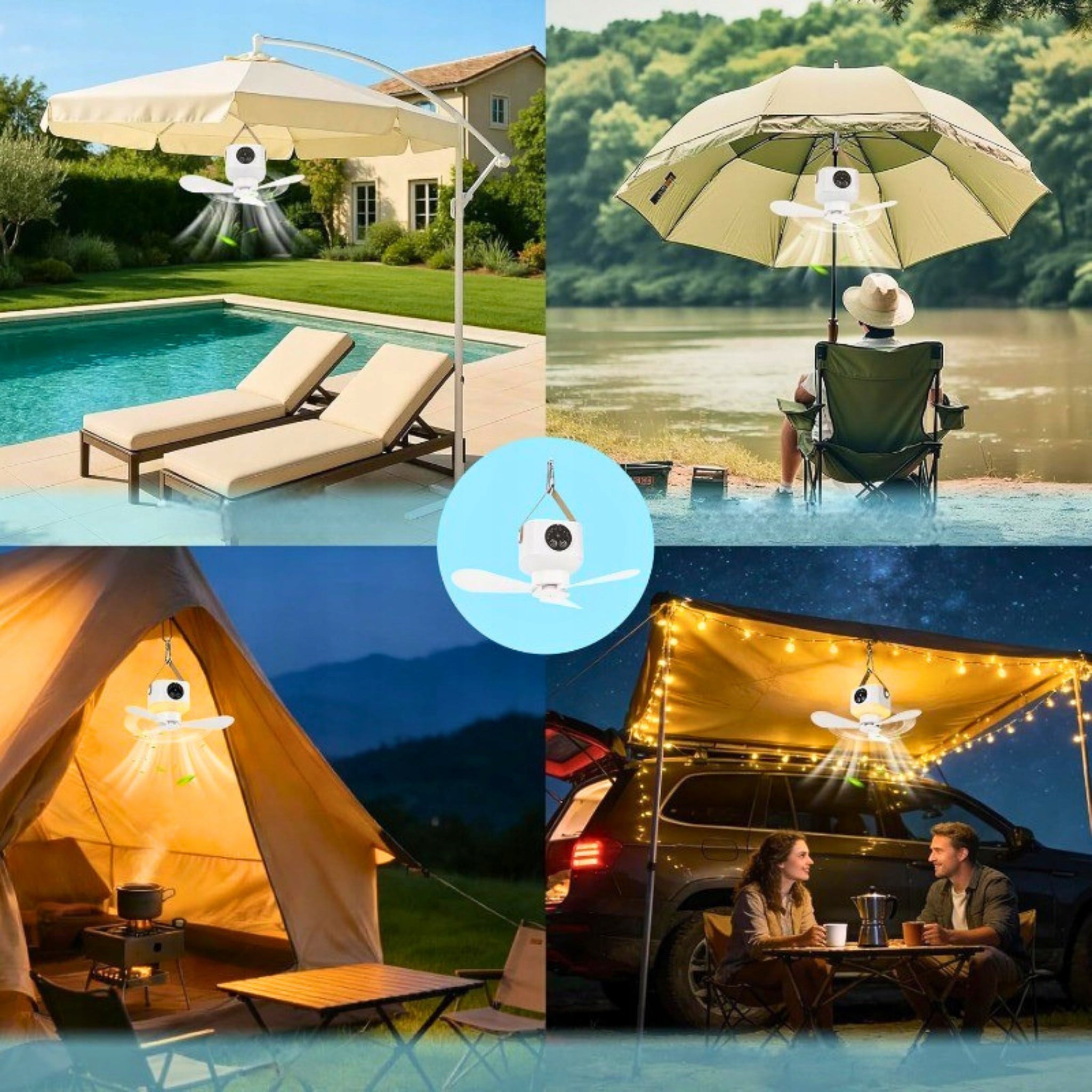 Ceiling diffuser portable camping fan 3600 mAh battery Power 36 W