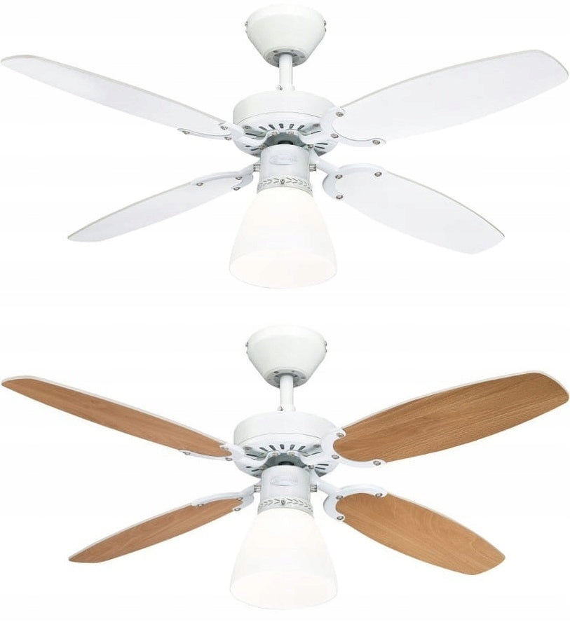 Ceiling fan CAPITOL White/Beech - 105cm | Chandelier, fan with lamp