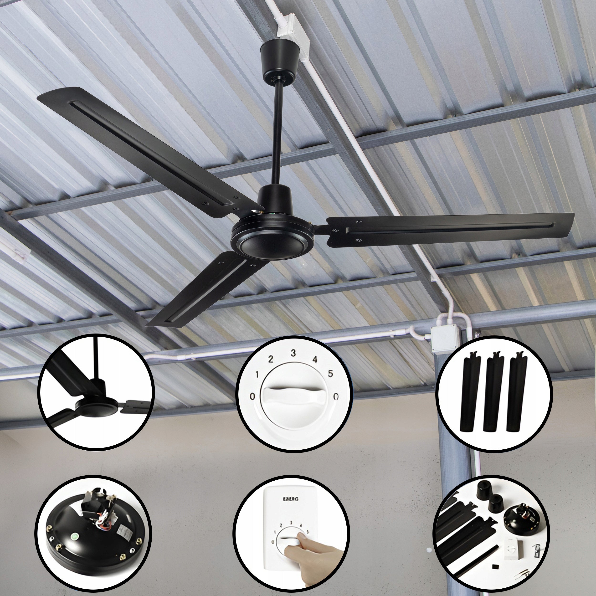 Ceiling fan EBERG HTX 140cm 5 speeds + regulator FREEBIE Manufacturer code Wentylator sufitowy EBERG HTX 140cm regulator