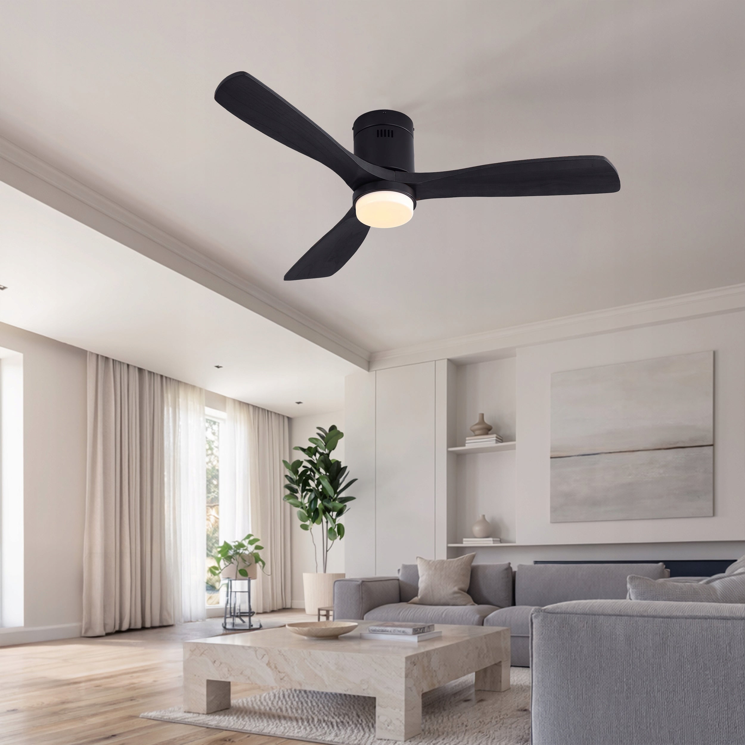 Ceiling fan LED lamp WOODEN shovels quiet fan XL 133cm+pilot Manufacturer code Lampa sufitowa wiatrak cichy 6 prędkości LED