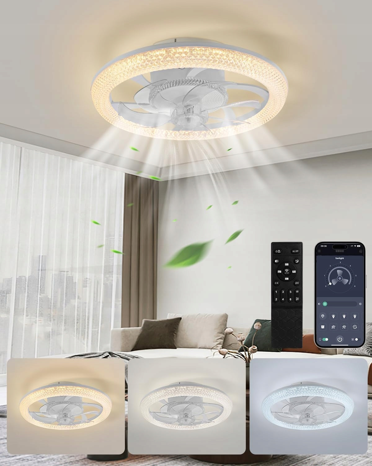Ceiling fan LED plafond lamp E27 universal 2in1 remote control Packaging status original