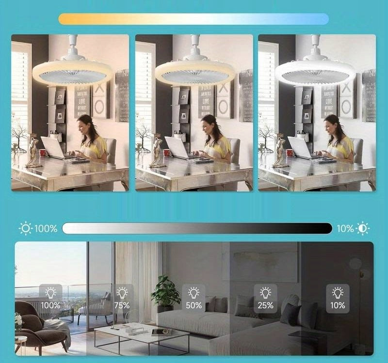 Ceiling fan LED plafond lamp E27 with remote control Dominant color white