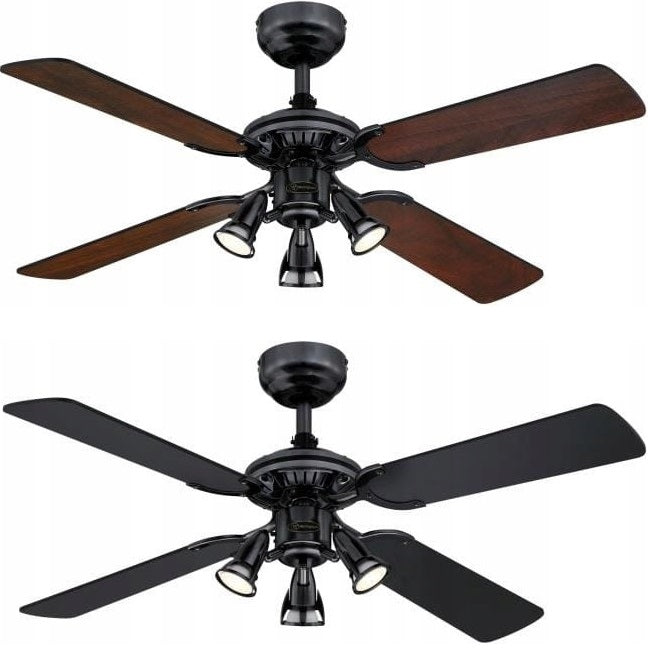 Ceiling fan PRINCESS EURO Black/Wooden - 105cm | Silent fan