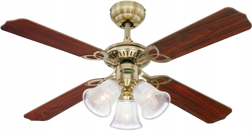 Ceiling fan PRINCESS GOLD NEW - 105cm | 3 Lamps, Traditional style Packaging status original