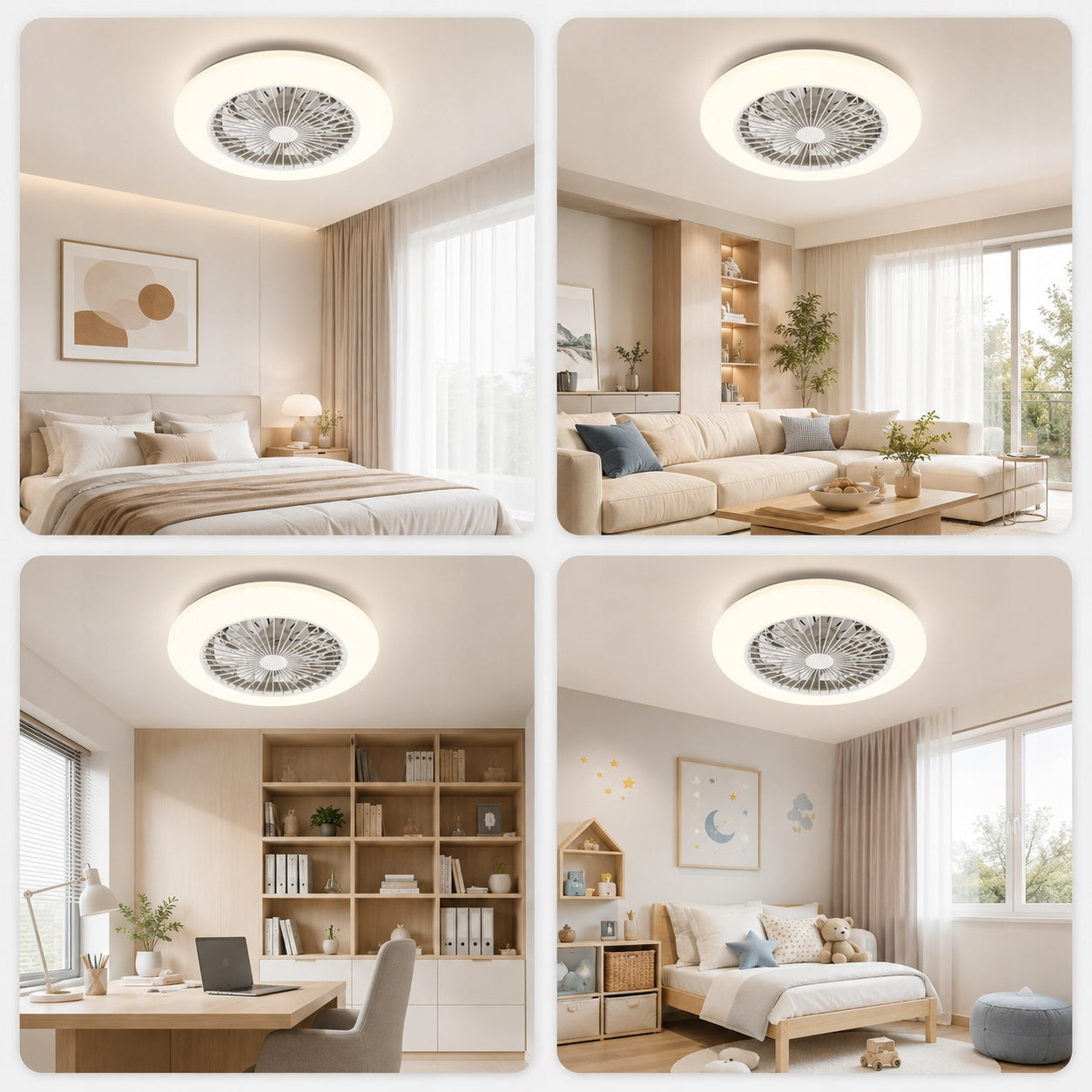 Ceiling fan with LED lamp 58W smart remote control quiet strong air supply 6 gears Functions timer