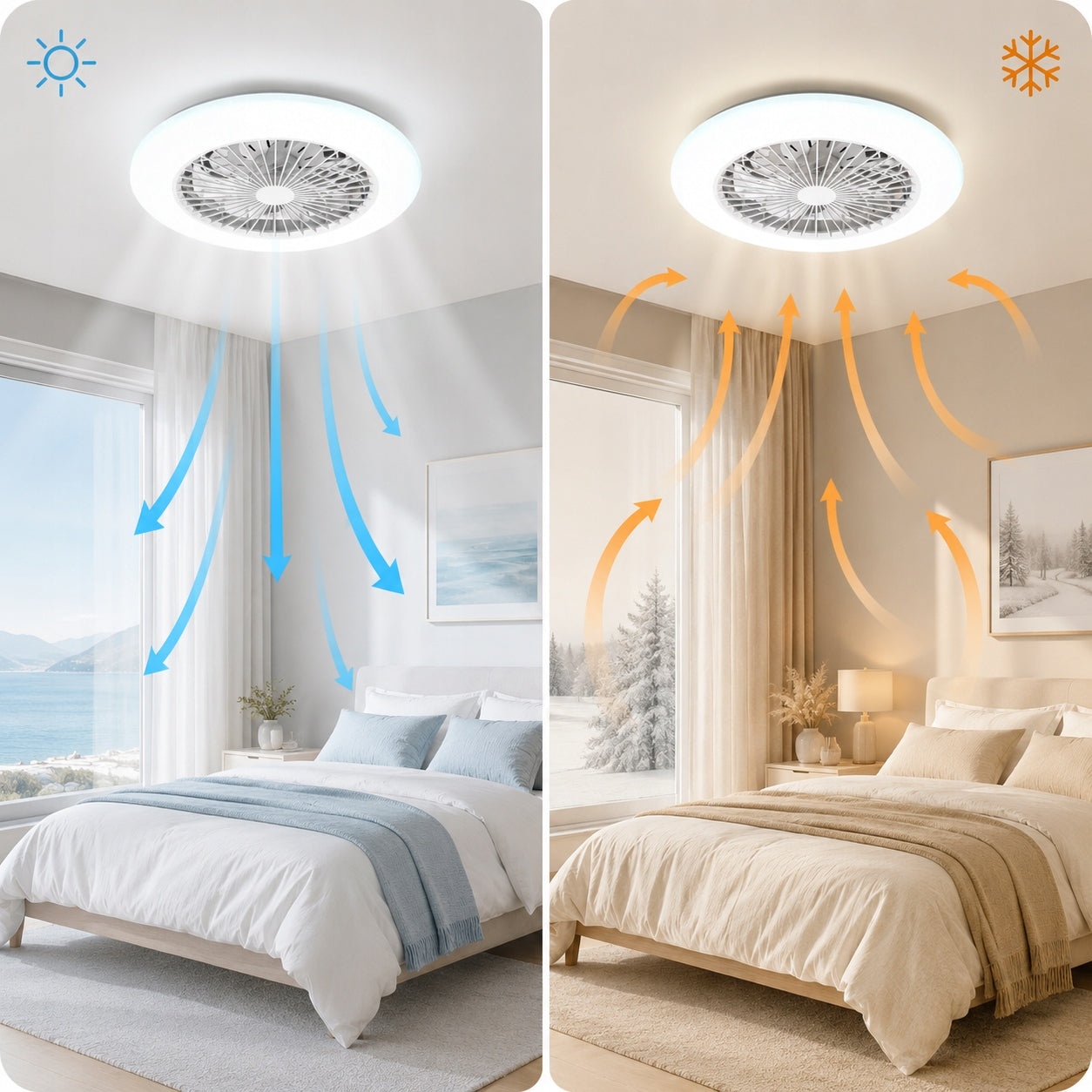 Ceiling fan with LED lamp 58W smart remote control quiet strong air supply 6 gears Model S1GY
