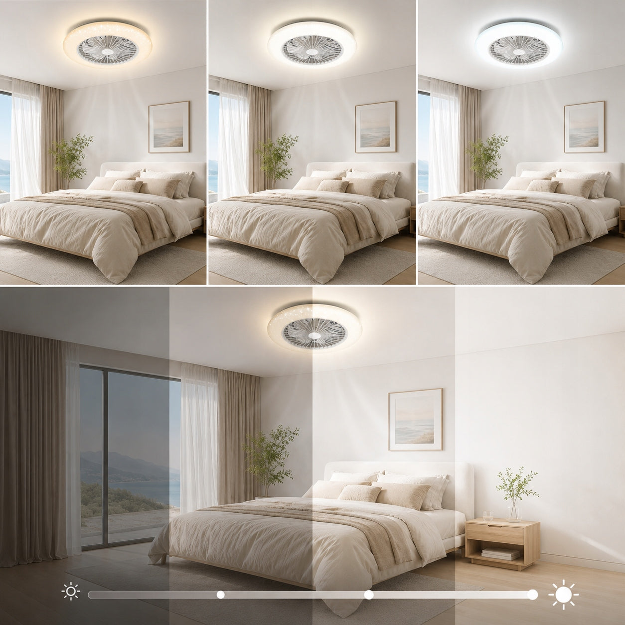 Ceiling fan with LED lamp 58W smart remote control quiet strong air supply 6 gears Packaging status original