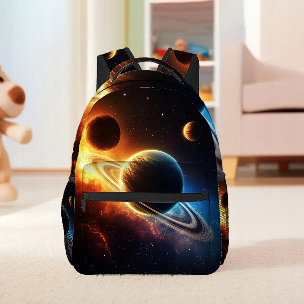 Celestial Planet Print Backpack for Students, Travel, and Daily Use