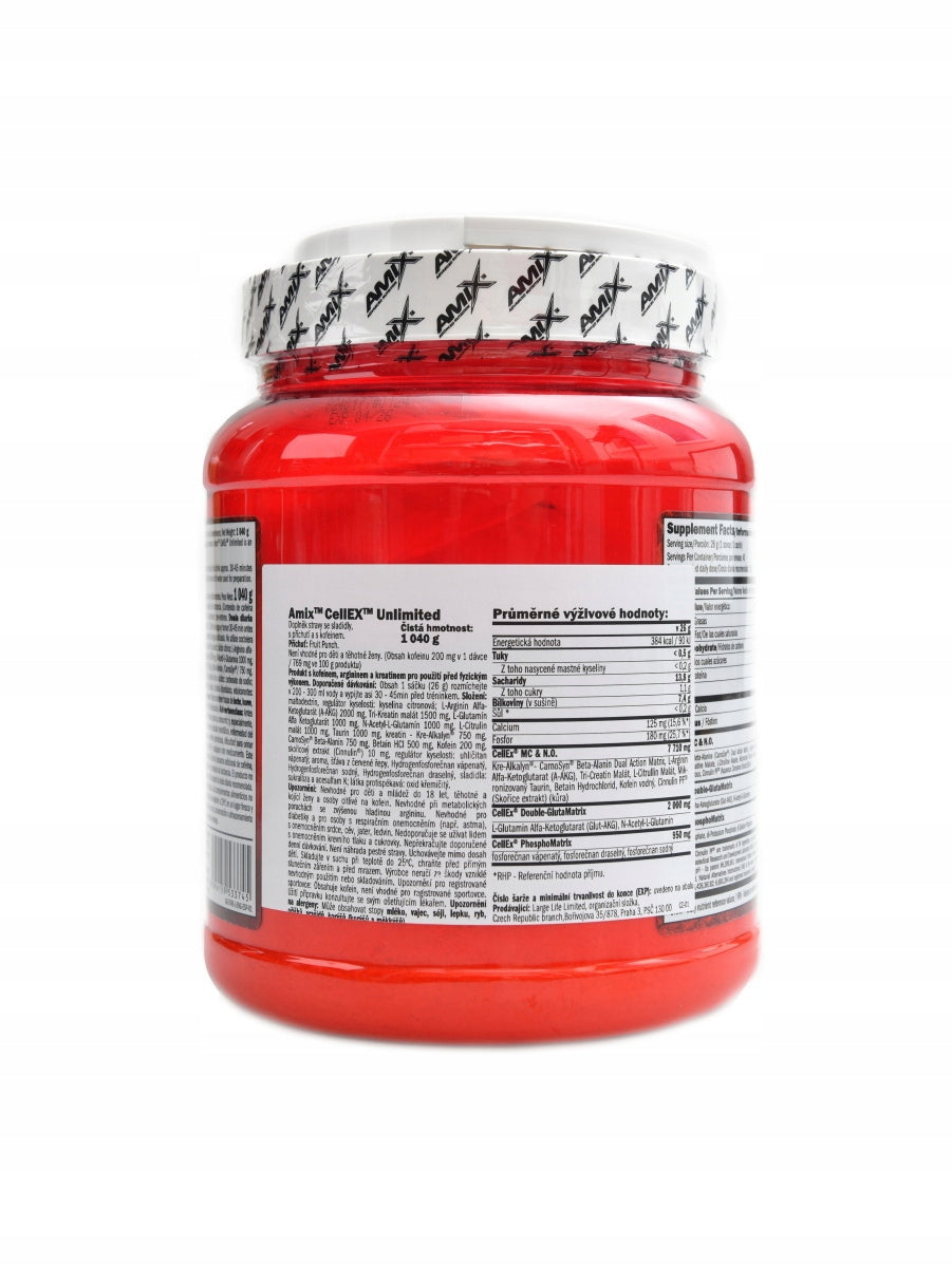 Cellex unlimited 1040 g muscle pump fruit punch Expiration date at least six months from the date of purchase