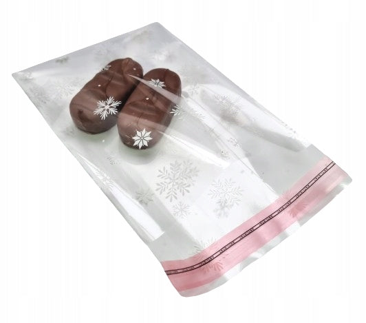 Cellophane bags WITH TAPE foil CHRISTMAS STARS 12x16 50 pcs.