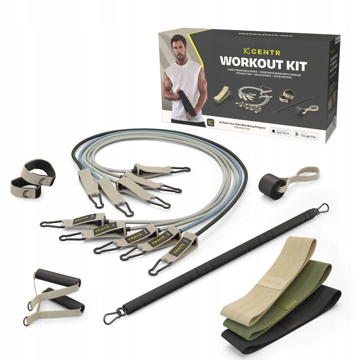 Centr Workout Kit with Tapes, Tubes, Accessories Bag