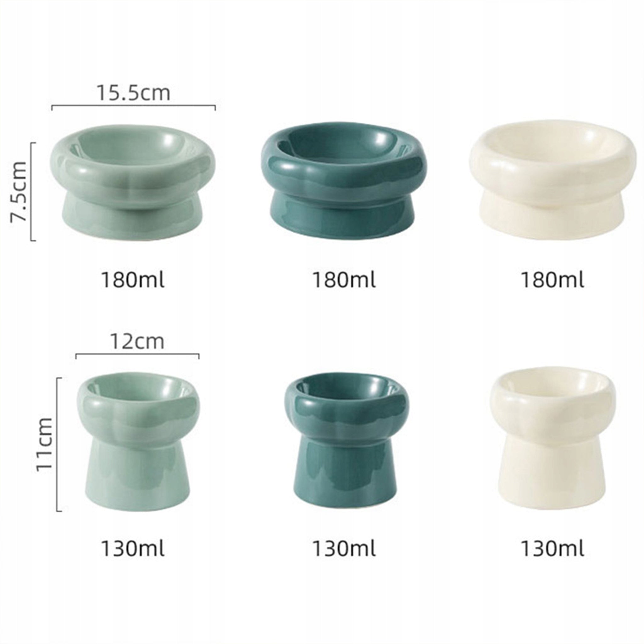 Ceramic Design Cat Dog Bowl Elevated White 180ml Color white