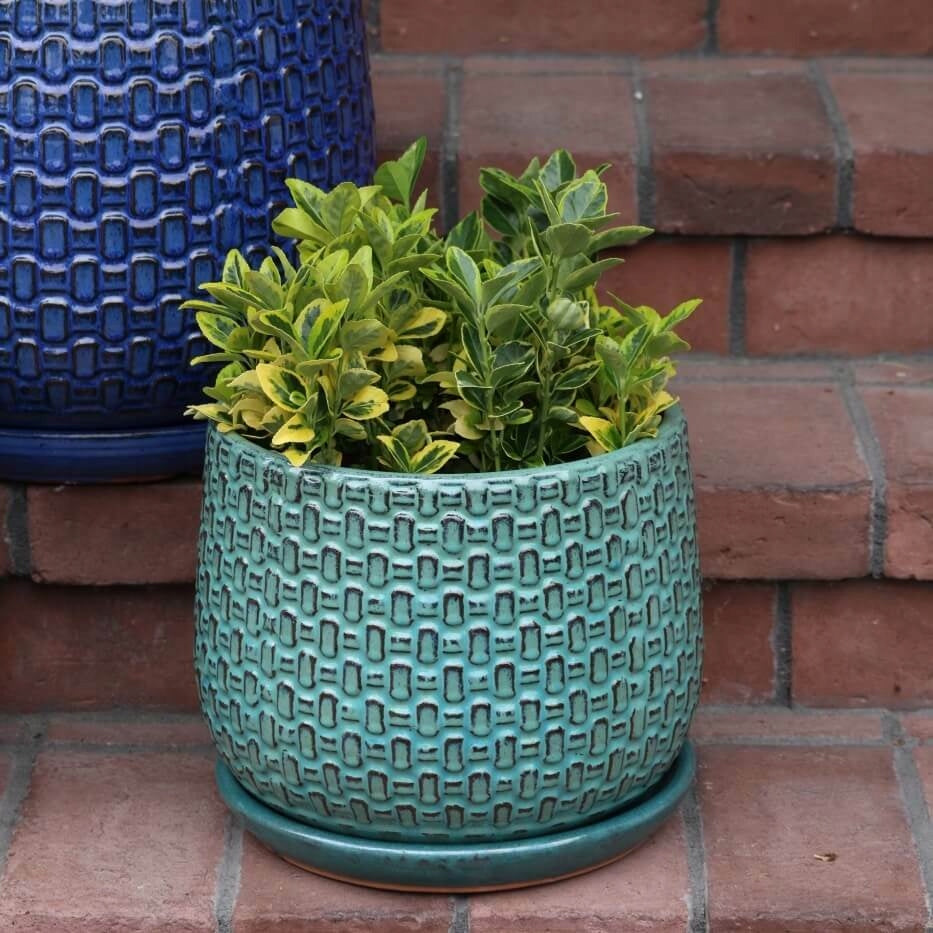 Ceramic Garden Planter with Stand 32x26 cm Turquoise Manufacturer code 77.719.32
