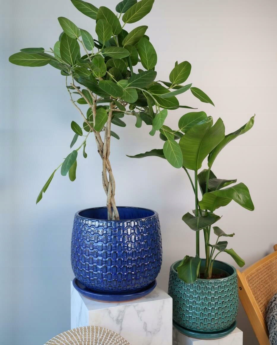 Ceramic Garden Planter with Stand 32x26 cm Turquoise Product height 26 cm
