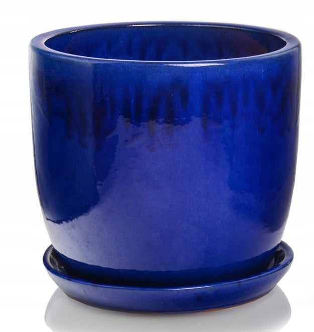 Ceramic Garden Planter with Stand Cobalt 32x26 cm