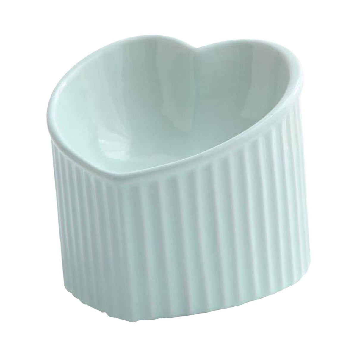Ceramic Slanted Raised Cat Bowl Cat Feeding Bow for Cats Kitten Light Green