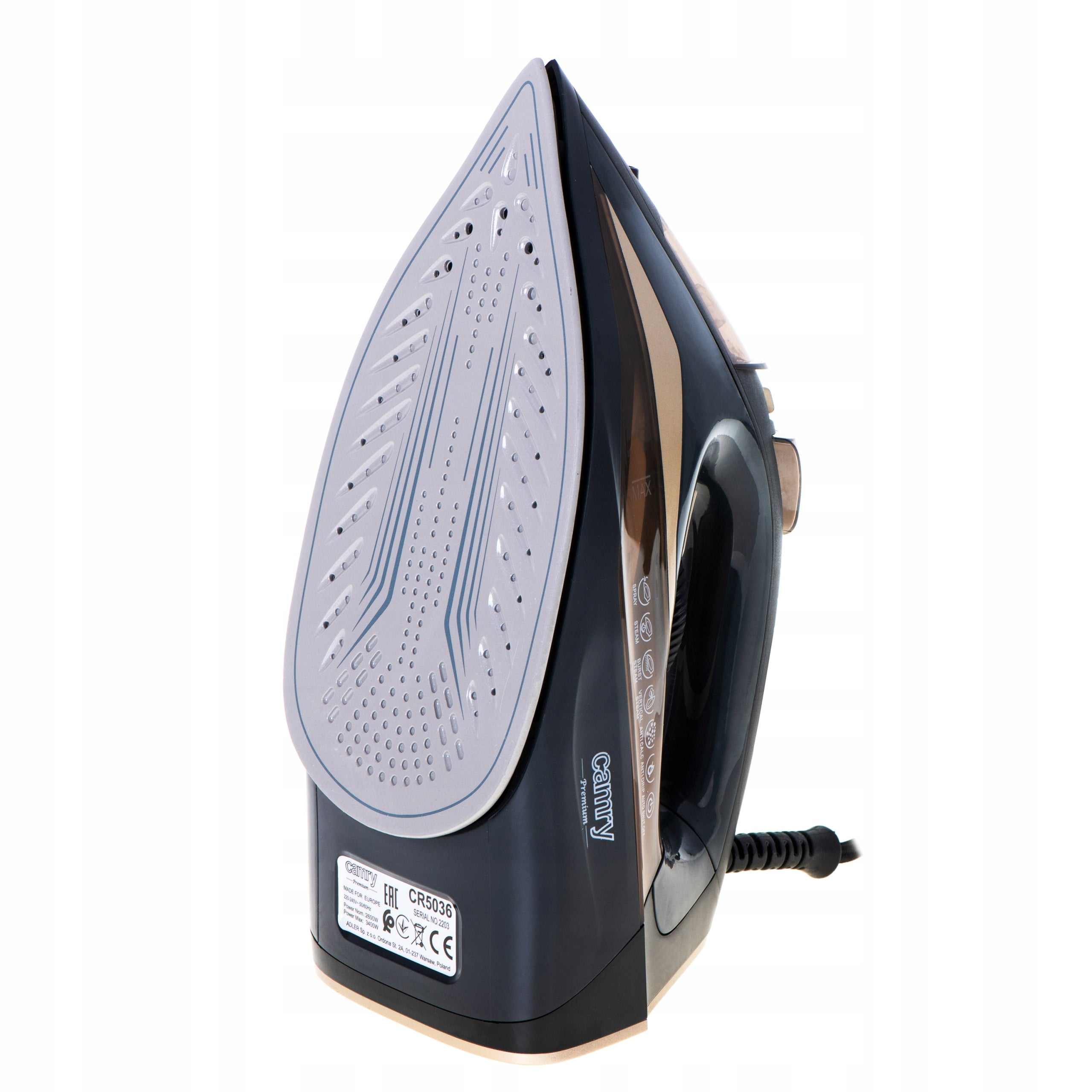 Ceramic Steam Iron HIGH POWER 3400W Self Cleaning FIREFIGHTER ANTI-DRIP Brand Camry