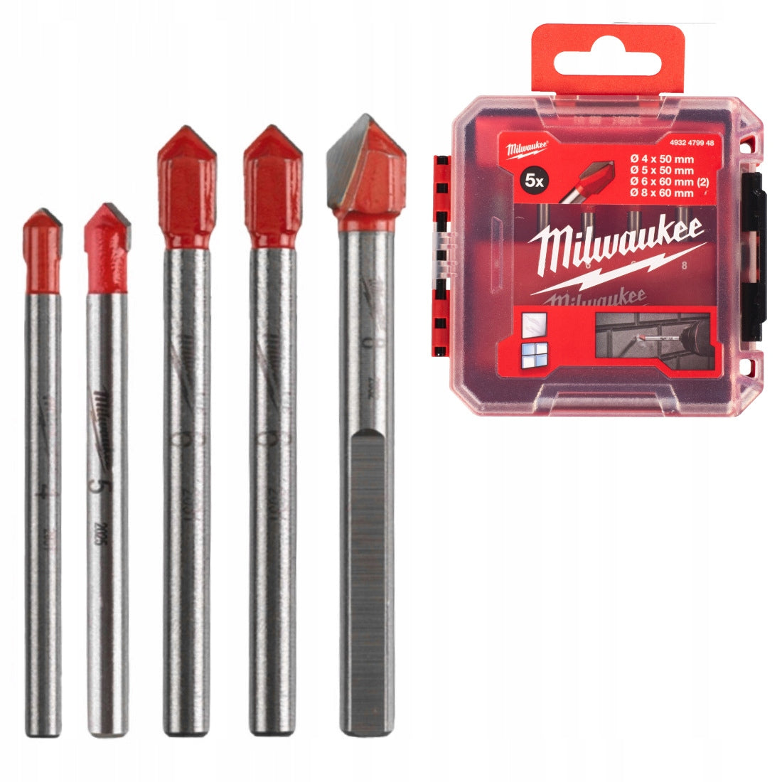 Ceramic and glass drill bits 4-8 mm in box (5 pcs) Milwaukee 4932479948