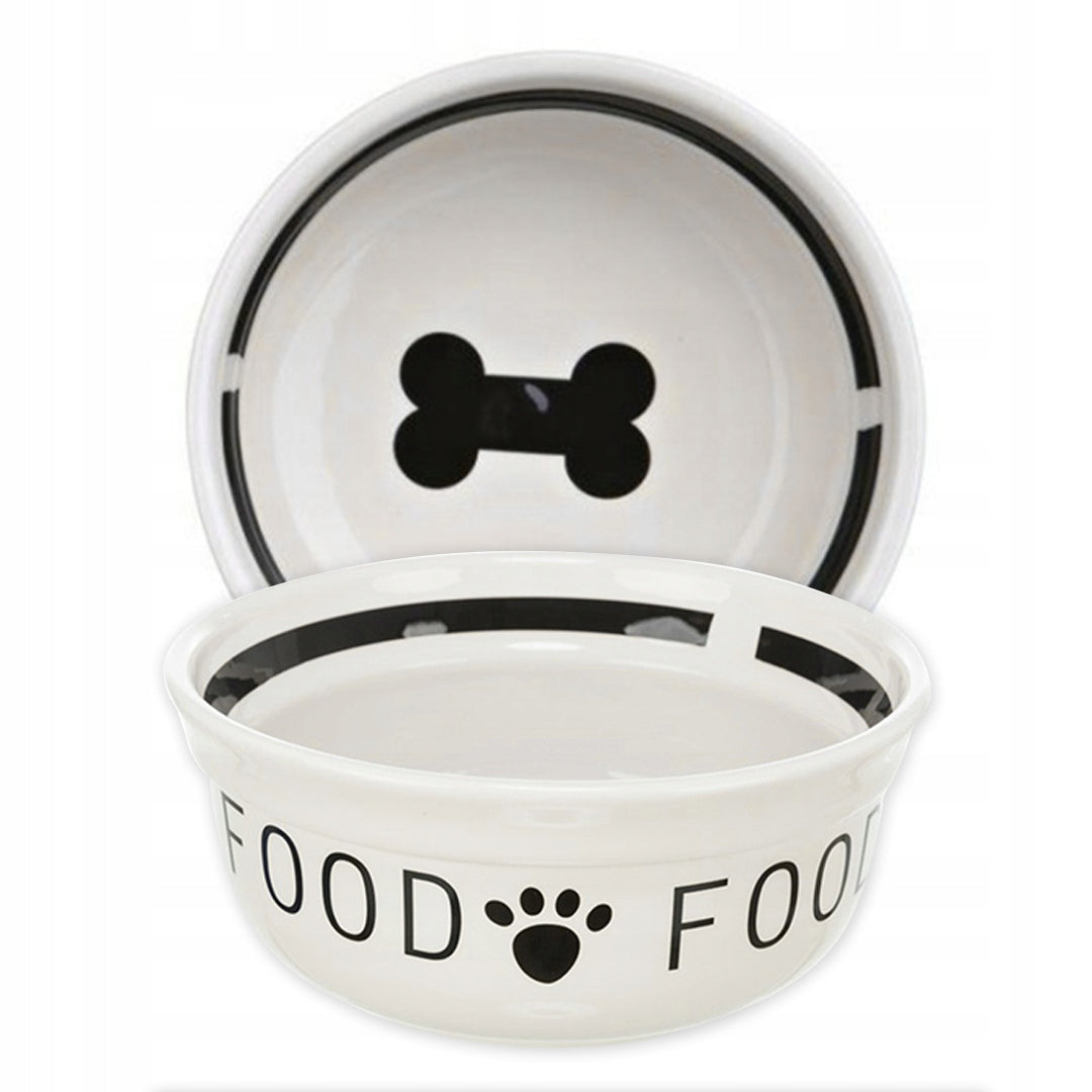 Ceramic bowl "Food" for dog white/black 0.6 l/15 cm Brand Trixie