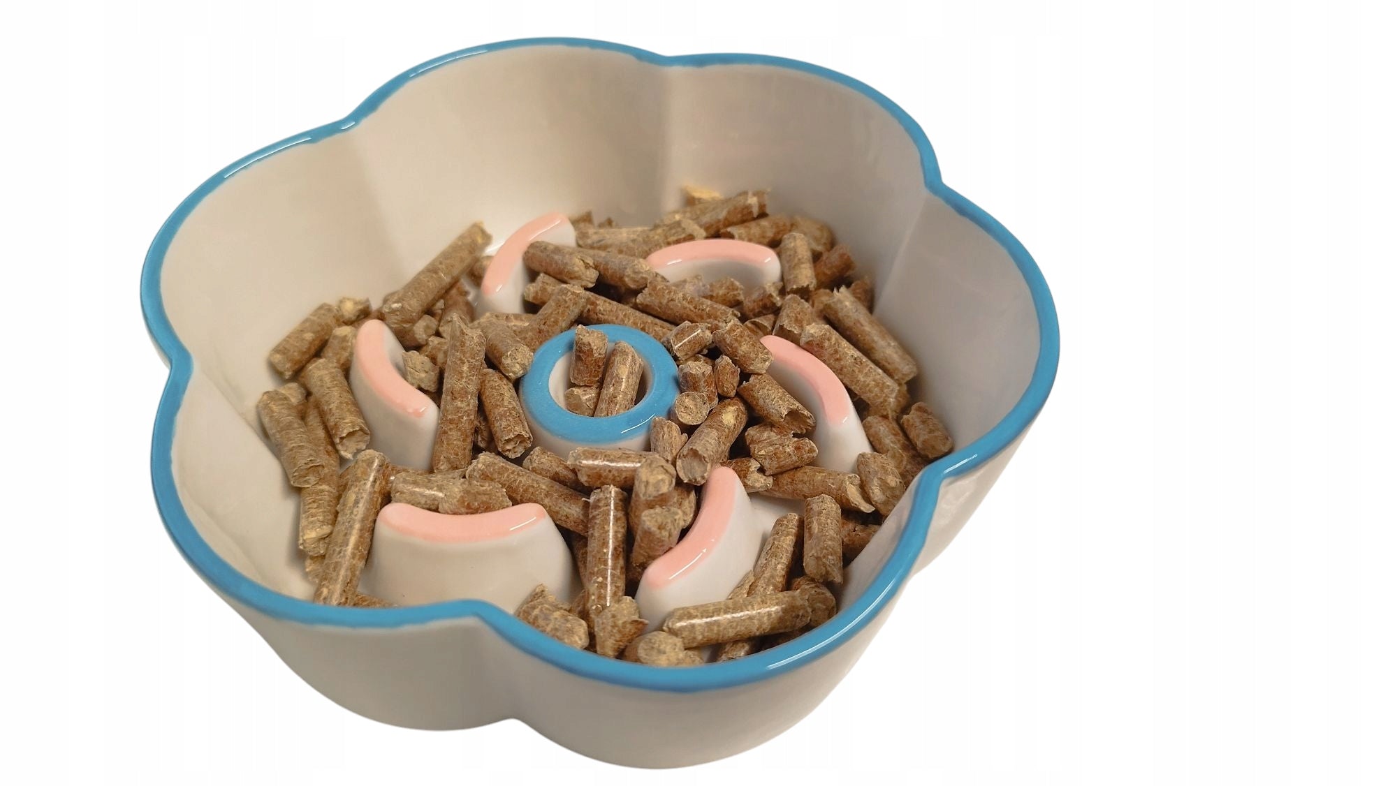 Ceramic bowl with projections slowing down food for CAT DOG 14,5 cm Color white