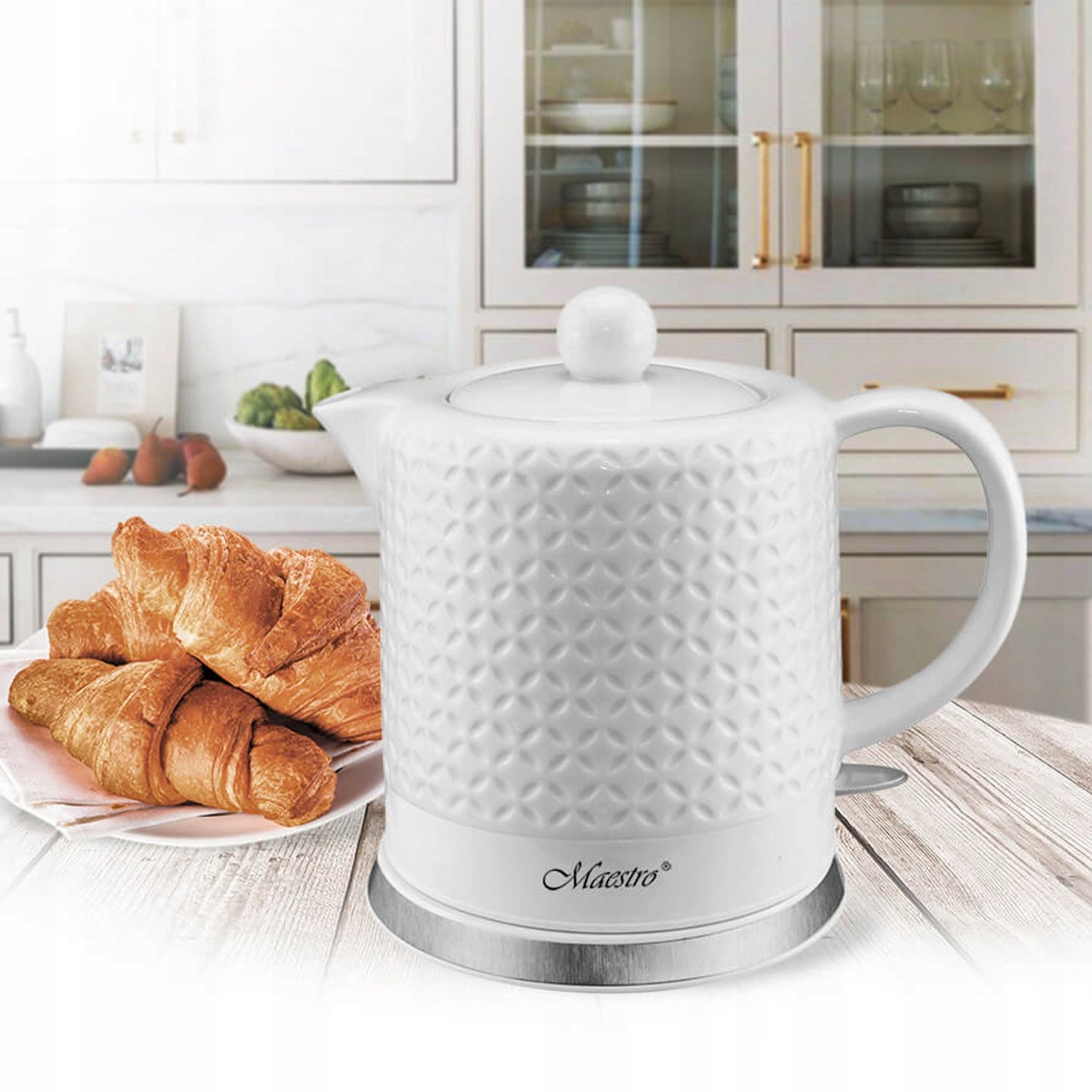 Ceramic electric kettle 1,2L cordless jug Maestro white Packaging status original