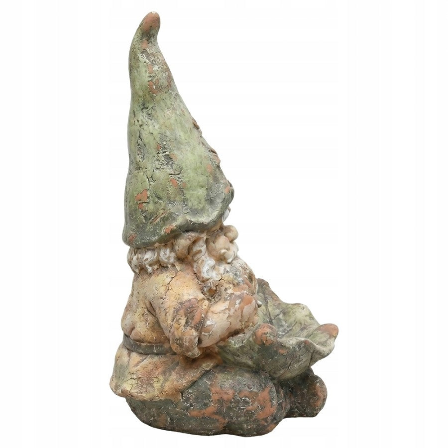 Ceramic garden gnome with leaf - feeder and decoration, 45 cm Type sculpture (figure)