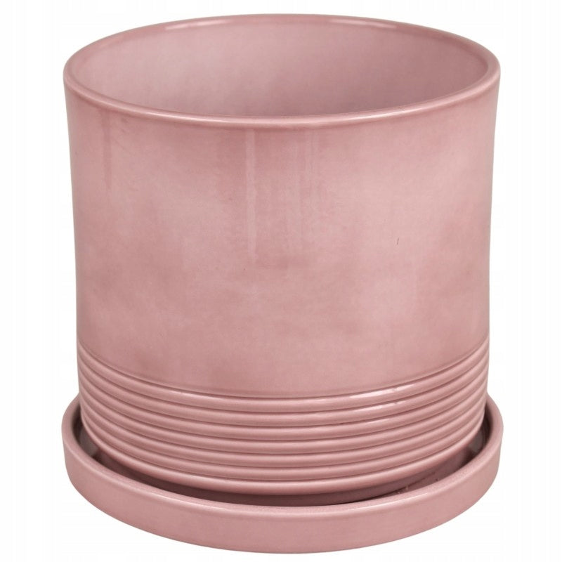 Ceramic pot with stand pink 18x19 cm